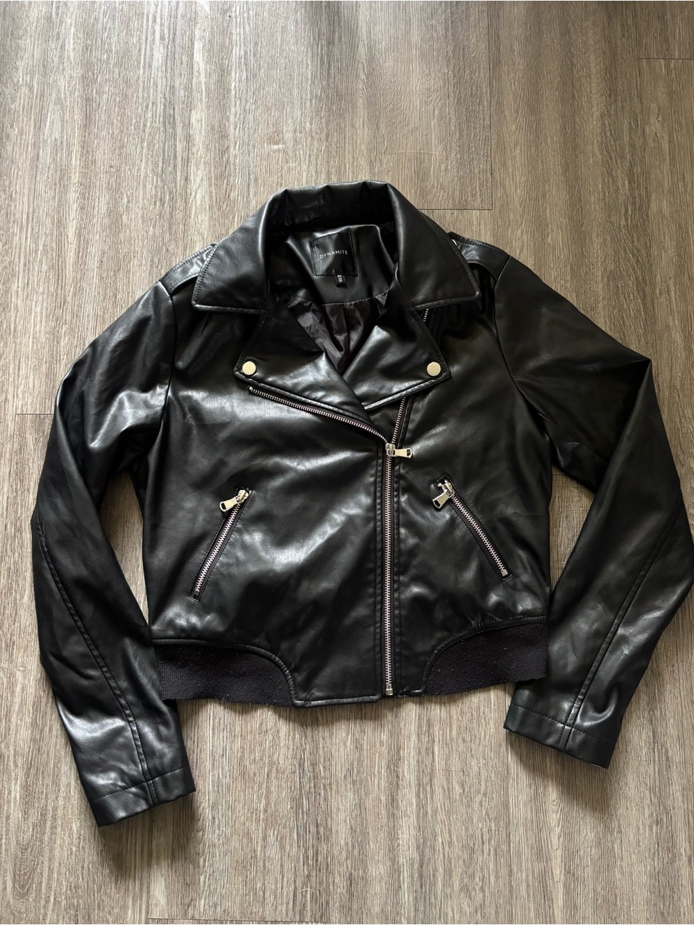 Dynamite Black Faux Leather Moto Jacket